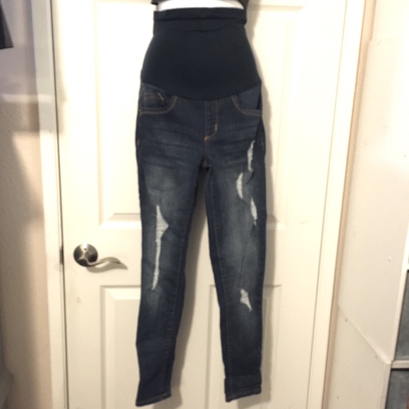 Haute Mama Distressed Maternity Skinny Jeans Sz S - Picture 1 of 5